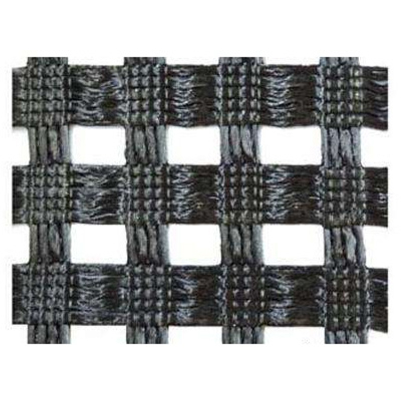 Warp knitted polyester geogrid